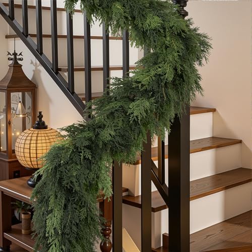 2PCS 9FT Artificial Real Touch Christmas Cedar Garland, alternate view 6