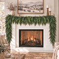 2PCS 9FT Christmas Cedar Garland, Real Touch Cedar Garland, Artificial Cypress Greenery Garlands for Mantle