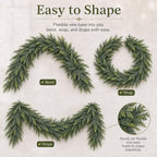 2PCS 9FT Christmas Cedar Garland, Real Touch Cedar Garland, Artificial Cypress Greenery Garlands for Mantle, alternate view 4