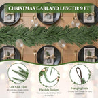 2PCS 9FT Christmas Garland, Artificial Real Touch Norfolk Pine Garland, alternate view 4