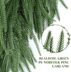 2PCS 9FT Christmas Garland, Artificial Real Touch Norfolk Pine Garland, alternate view 5