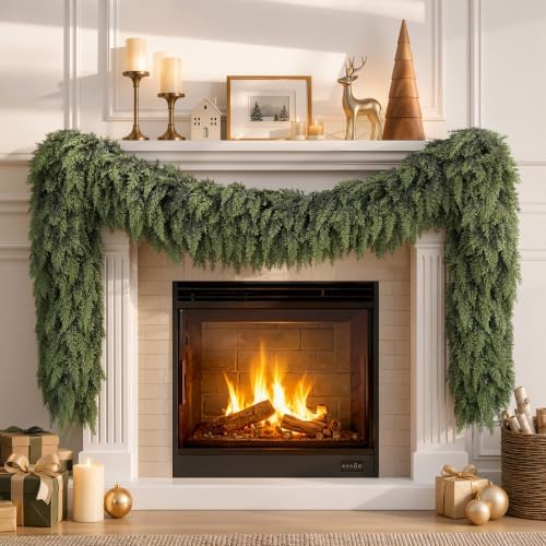 2PCS 9FT Christmas Garland, Encrypting Real Touch Cedar Garland, alternate view 4
