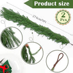 2Pcs 9FT Christmas Garlands, Real Touch Norfolk Pine Garland, alternate view 2
