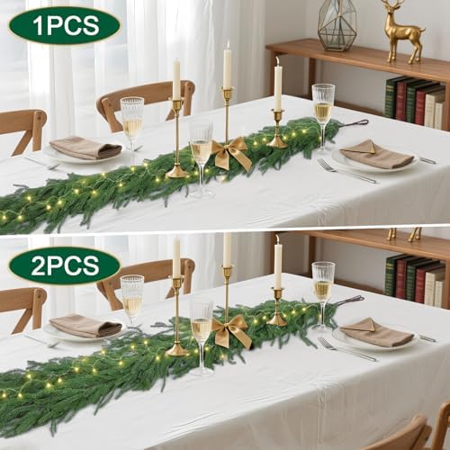2Pcs 9FT Christmas Garlands, Real Touch Norfolk Pine Garland, alternate view 3