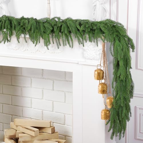 2Pcs 9FT Christmas Garlands, Real Touch Norfolk Pine Garland, alternate view 4