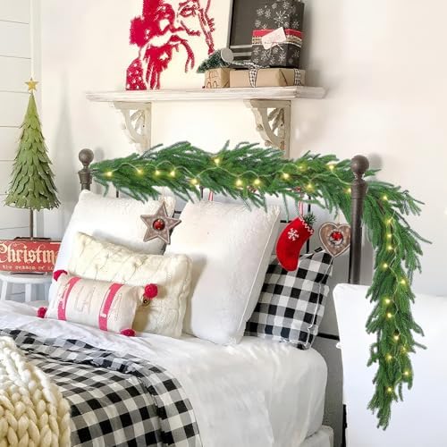 2Pcs 9FT Christmas Garlands, Real Touch Norfolk Pine Garland, alternate view 6