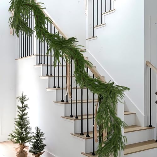 2Pcs 9FT Christmas Garlands, Real Touch Norfolk Pine Garland, alternate view 7