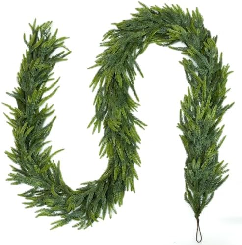 2Pcs 9Ft Christmas Garlands, Real Touch Norfolk Pine Garland, Christmas Decor, alternate view 3