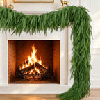 2Pcs 9Ft Christmas Norfolk Pine Garland, Faux Greenery Garlands for Mantle, alternate view 2
