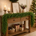 2Pcs 9FT Christmas Norfolk Pine Garland, Real Touch Artificial Greenery Garland, Realistic Faux Pine Garlands, alternate view