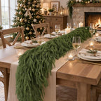 2PCS 9FT Christmas Norfolk Pine Garland, Real Touch Soft Mantel Decor in Green, alternate view 2