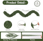 2PCS 9FT Christmas Norfolk Pine Garland, Real Touch Soft Mantel Decor in Green, alternate view 3