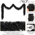 2PCS 9FT Halloween Cedar Garland, Black Real Touch Christmas Decorations, alternate view 4