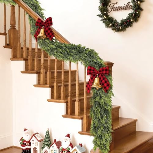 2PCS 9FT Lifelike Touch Artificial Cedar Garland for Mantle Christmas Decor, alternate view 4