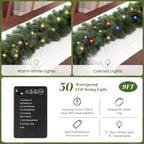 2PCS 9FT Pre-Lit Christmas Garland, Lighted Norfolk Pine Garland in Green, alternate view 3