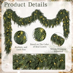 2PCS 9FT Prelit Christmas Garland with Lights Cedar Garland Christmas Decor in Green, alternate view 5