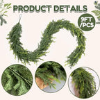 2Pcs 9FT Real Touch Norfolk Pine Garlands for Christmas Decorations Indoor, alternate view 2