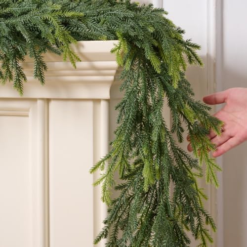 2Pcs 9FT Real Touch Norfolk Pine Garlands for Christmas Decorations Indoor, alternate view 3