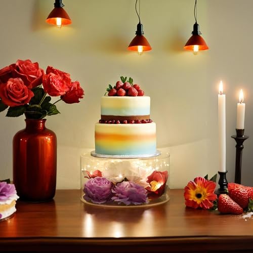 2Pcs Acrylic Cake Display Stand 6'' 10'' Round 2 Tier Clear Cylinder Cake Box for Wedding Birthday Party Decor, alternate