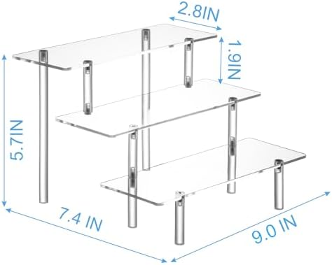 2PCS Acrylic Display Risers, 3 Tier Clear Cupcake Stand Risers, Organizer for Perfume, Funko POP, Food, Tabletop, alternate