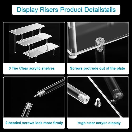 2PCS Acrylic Display Risers, 3 Tier Clear Cupcake Stand Risers, Organizer for Perfume, Funko POP, Food, Tabletop, alternate