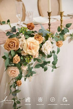2PCS Apricot Peach Artificial Flower Garland Wedding Arch Flowers Floral Swags Centerpieces Decoration Rose, alternate view 4