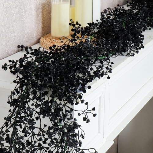2Pcs Artificial Black Wisteria Garland 5.6Ft Plastic Halloween Vine, alternate view 3