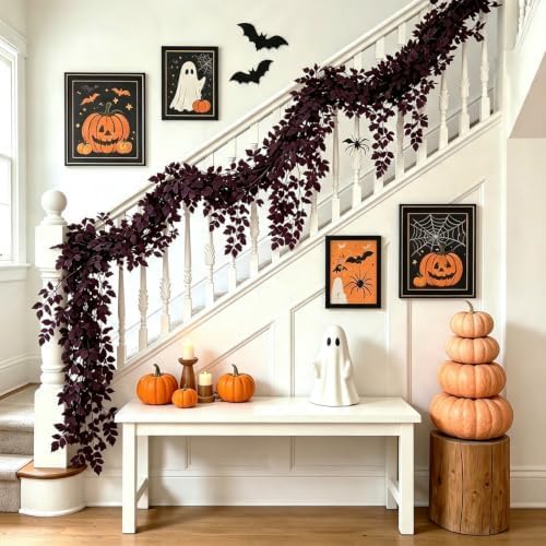 2PCS Artificial Cimicifuga Vine Garland Fake Halloween Leaf for Fall Decor, alternate view 5