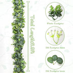 2pcs Artificial Eucalyptus Garland, 5.9FT Greenery Garland Vines Decoration, Faux Silver Dollar Eucalyptus, alternate view 3