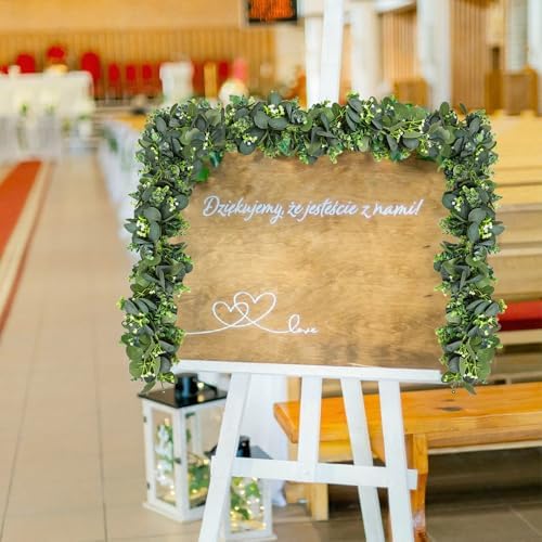 2pcs Artificial Eucalyptus Garland, 5.9FT Greenery Garland Vines Decoration, Faux Silver Dollar Eucalyptus, alternate view 7