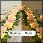 2Pcs Artificial Eucalyptus Garlands with Flowers - 8 Roses, Faux Floral Greenery Garlands Fake Flower Vines for, alternate