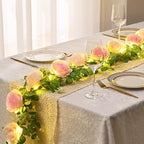 2Pcs Artificial Eucalyptus Garlands with Flowers - 8 Roses, Faux Floral Greenery Garlands Fake Flower Vines for, alternate
