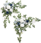 2PCS Artificial Floral Swags, Dusty Blue & Navy