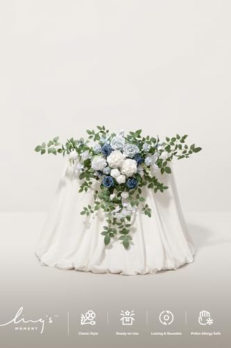 2PCS Artificial Floral Swags, Dusty Blue & Navy, alternate view 3
