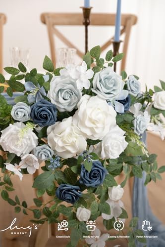 2PCS Artificial Floral Swags, Dusty Blue & Navy, alternate view 4