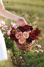 2PCS Artificial Flowers Burgundy Pink Fake Flowers for Wedding, alternate view 6