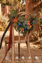 2pcs Artificial Flowers Candelabras Decoration, Burnt Orange & Dark Teal Floral Swag Greenery Garland for Rose, alternate