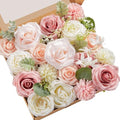 2Pcs Artificial Flowers Pink White Flower Silk Flowers for Wedding
