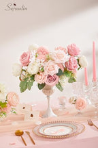 2Pcs Artificial Flowers Pink White Flower Silk Flowers for Wedding, alternate view 2