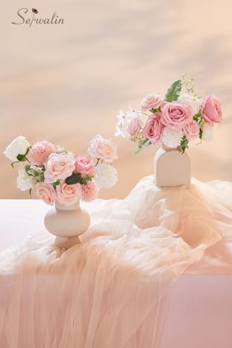 2Pcs Artificial Flowers Pink White Flower Silk Flowers for Wedding, alternate view 3