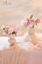 2Pcs Artificial Flowers Pink White Flower Silk Flowers for Wedding, alternate view 3