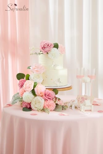 2Pcs Artificial Flowers Pink White Flower Silk Flowers for Wedding, alternate view 5