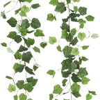 2Pcs Artificial Grape Leaves Ivy Vine 5.9Ft Silk Green Leaf Garland