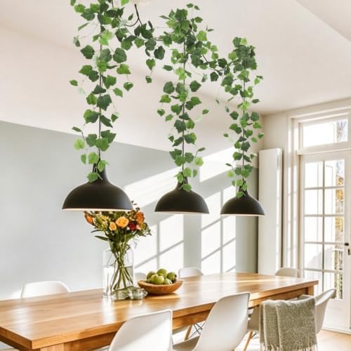 2Pcs Artificial Grape Leaves Ivy Vine 5.9Ft Silk Green Leaf Garland, alternate view 6