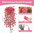 2PCS Artificial Hanging Flowers for Outdoor Decorations, RD + RS, alternate view 2