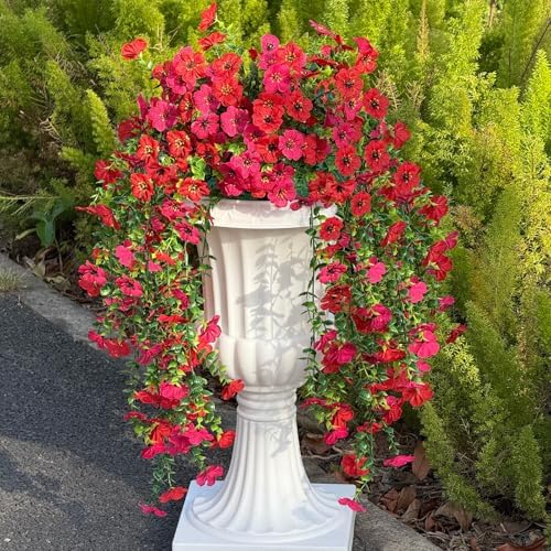2PCS Artificial Hanging Flowers for Outdoor Decorations, RD + RS, alternate view 3