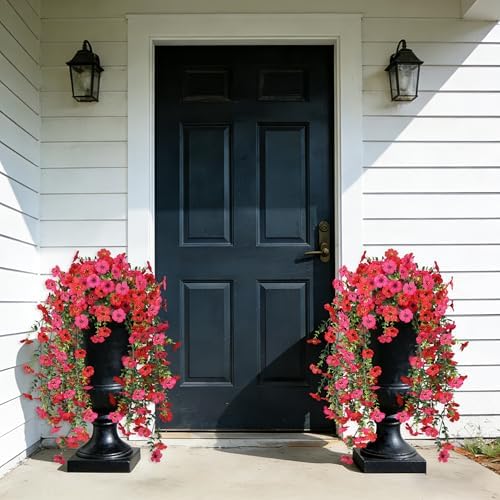 2PCS Artificial Hanging Flowers for Outdoor Decorations, RD + RS, alternate view 4