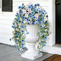 2PCS Artificial Hanging Flowers for Outdoor Decorations, WH + BL