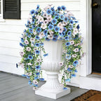 2PCS Artificial Hanging Flowers for Outdoor Decorations, WH + BL