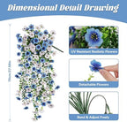 2PCS Artificial Hanging Flowers for Outdoor Decorations, WH + BL, alternate view 2